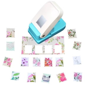 GIRACOA 1-Pack Decorative Scalloped Paper Punch - 1 * 0.8 in Serrated Edge & Square Craft Hole Punchers - Labor-Saving Lever Handle for Scrapbooking, Card Making & DIY Arts - White/Blue