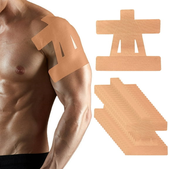 GIRACOA Precut Kinesiology Tape for Shoulder, 20 Pcs Shoulder Tape for Pain Relief for Shoulder Support and Muscle Baseball Sports (Beige)