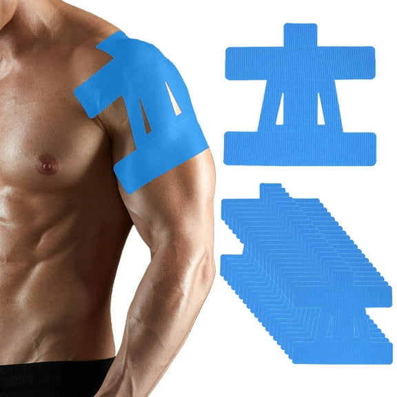 GIRACOA Precut Kinesiology Tape for Shoulder, 20 Pcs Shoulder Tape for Pain Relief for Shoulder Support and Muscle Baseball Sports(Blue)