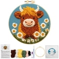 thumbnail image 1 of GIRACOA Punch Needle Kit for Beginners, Embroidery Art, Complete Starter Set with Punch Needle Tool, Pre-Printed Fabric, Yarn, Hoop & Guide | DIY Craft, Home Decor, Relaxing Gift (Cow), 1 of 7