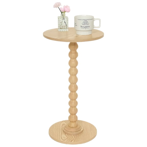 GIRACOA Round Wooden End Table, Small Side Table with Solid Wood Leg, Bedside Table Night Stand for Living Room, Bedroom, Entryway