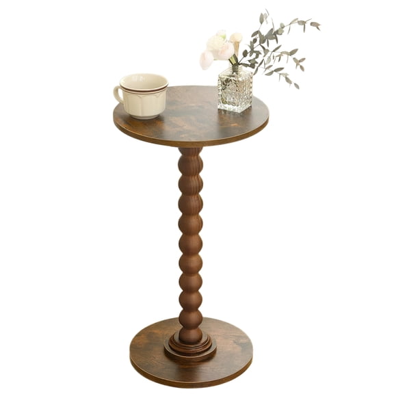 GIRACOA Round Wooden End Table, Small Side Table with Solid Wood Leg, Bedside Table Night Stand for Living Room, Bedroom, Entryway