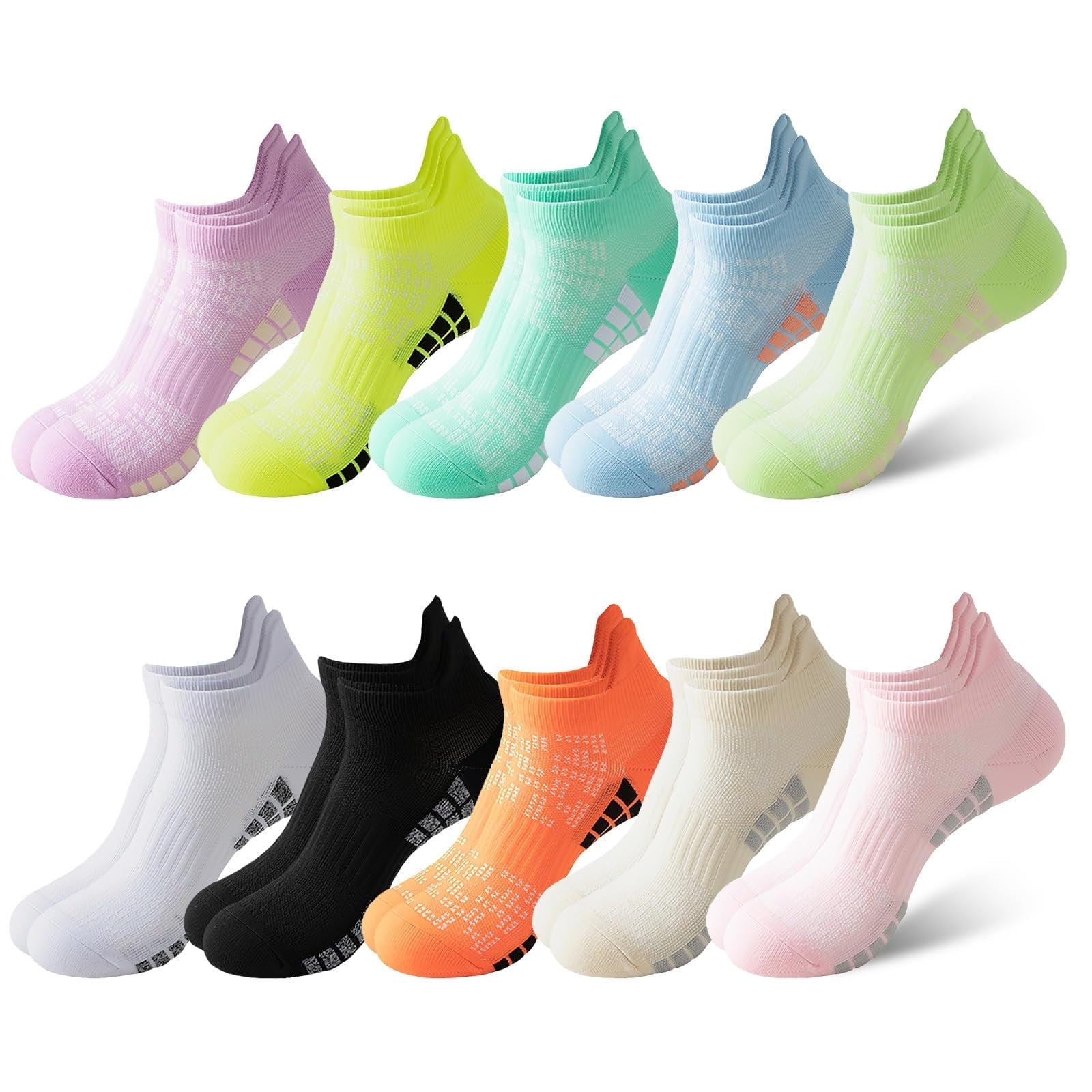 GIRACOA 10 Pairs Womens Ankle Socks, Athletic Running Socks for Sports Yoga Walking(Size 5-12)
