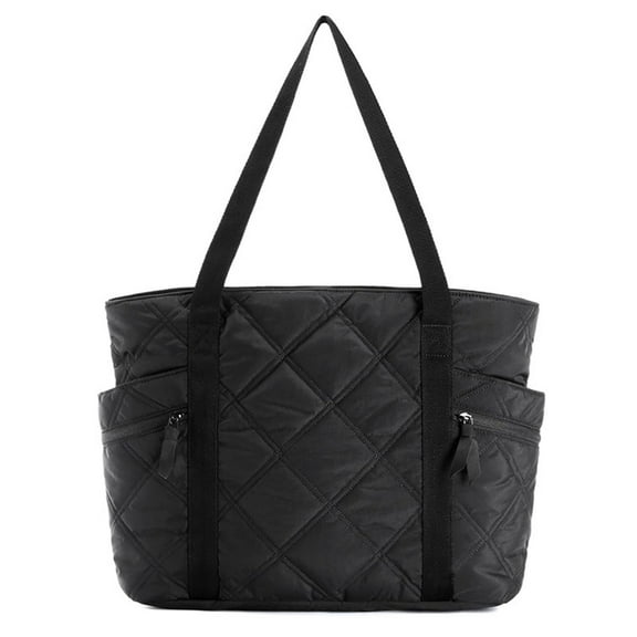 VEGCOO Tote Bag for Women  Large Capacity Quilted Tote with Organizational Compartments, Lightweight Design for Travel, Work & Gym (Black)