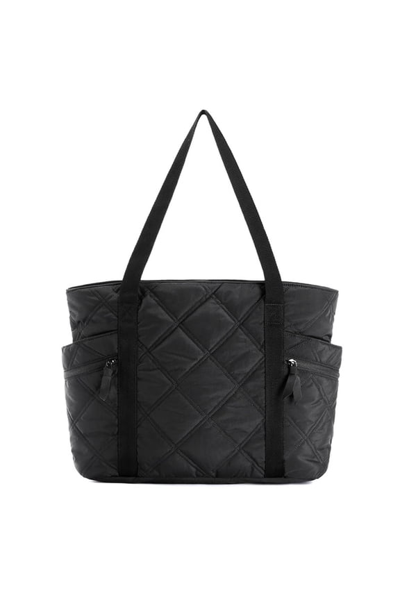 Tote Bag for Women Large Capacity Quilted Tote with Organizational Compartments, Lightweight Design for Travel, Work & Gym (Black)