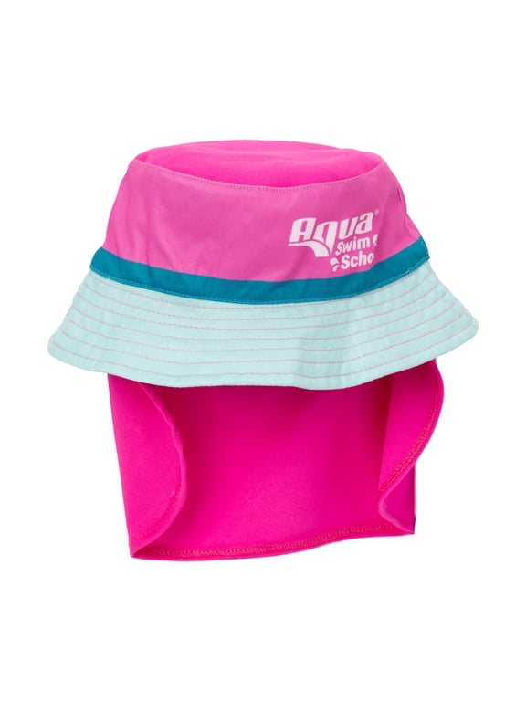Aqua SwimSchool Sunshade Legionnaire Bucket Hat with Sun Shield for Infants, Pink