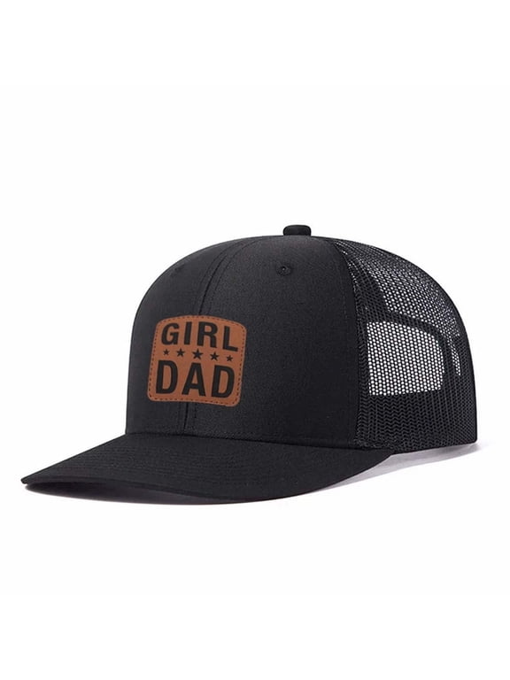 GIRL DAD Letter leather label pattern, suitable for travel and casual outfits, breathable outdoor baseball cap for men, adjustable