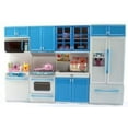 GIRL FUN TOYS Blue Deluxe Barbie Compatible Kitchen Set With Fridge