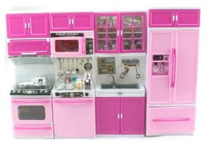 barbie deluxe kitchen Barbie Modern Kitchen Set Pink Deluxe Barbie Size Kitchen Set With