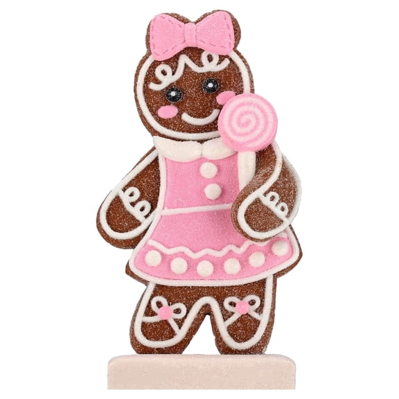 Clay Dough Gingerbread Girl Christmas Decoration, Pink and Brown, 5.3", by Holiday Time