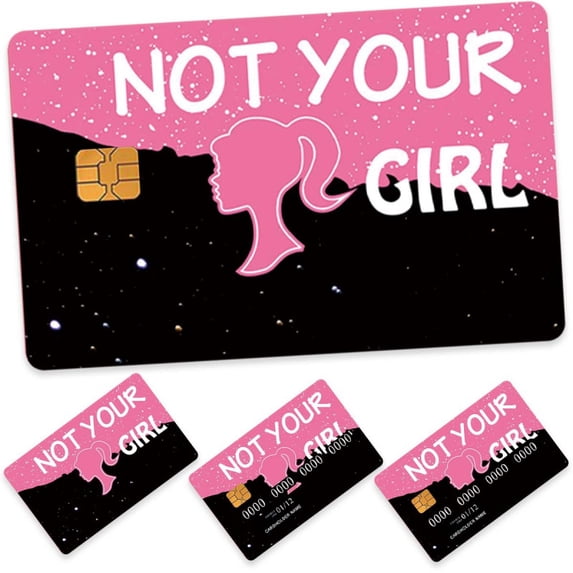 NOT YOUR GIRL Print Credit Card Skin Stickers, Removable Waterproof PVC Decal Cover Set for Transportation Key Debit Bus Cards Pink Grey Black Cheetah ID Cover for Women 4 Pack