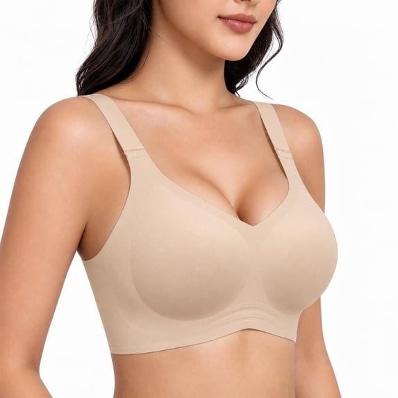 GIRLQUEEN Everyday Wireless Plus-Size Bras for Women, Full Coverage Soft Sleep Bra, Comfort Seamless Support Bra
