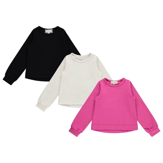 GIRLS 3PK FLEECE PULL OVER TOPS, FUCH, 8