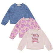 BTWEEN Girls Pull Over Solid Print Fleece, Sweatshirts 3-Pack (Girl'S)