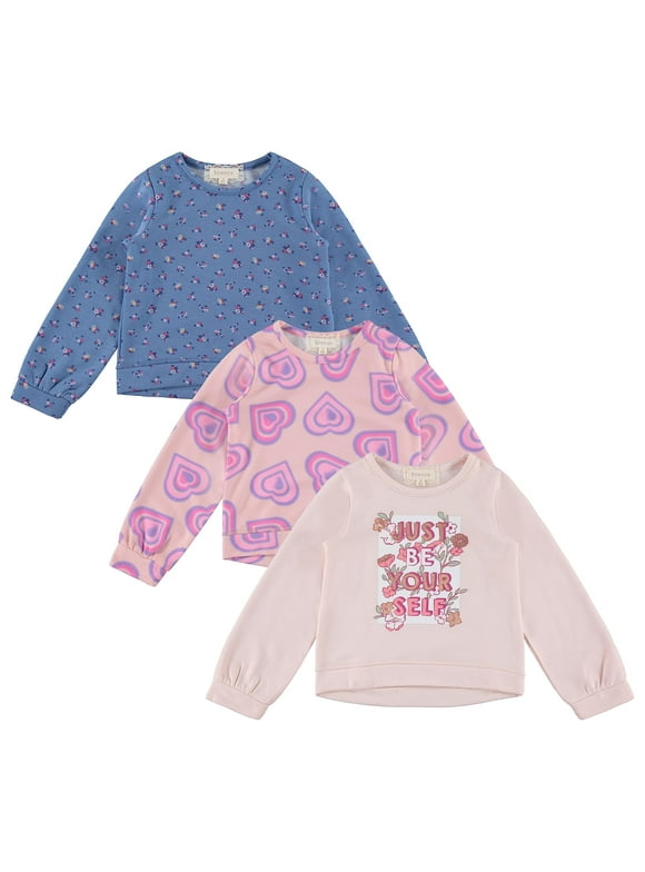 GIRLS 3PK FLEECE PULL OVER TOPS, PEACH, 10