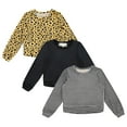 thumbnail image 1 of BTween 3-Piece Kids Long Sleeve Sweater Pack, Velour Comfort Sweaters for Girls, Plain & Print, 1 of 4