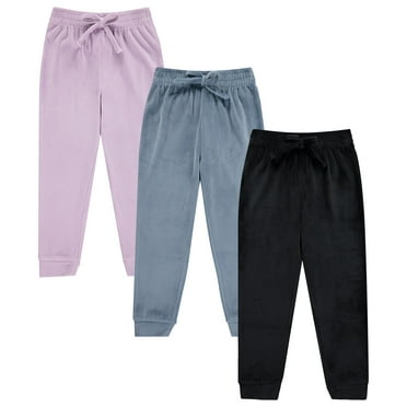 BTween Girl's 3-Pack Velour Jogger Pant Set - Solid, Tie Dye or Camo Sweatpants for Girls