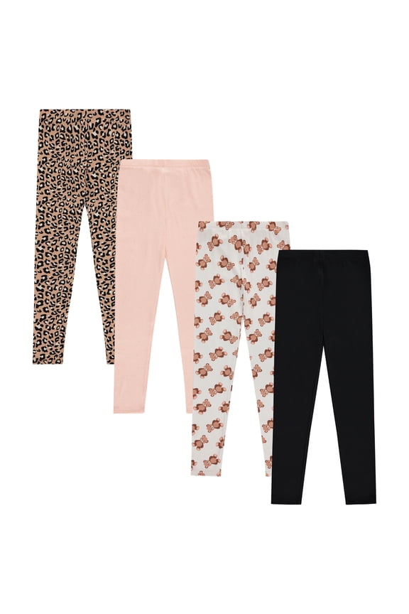 Girls 4 Pack Fleece Lined Leggings Whimsical Wonderland of Styles in Sizes 4-16! Unicorns, Flowers Hearts Galore!