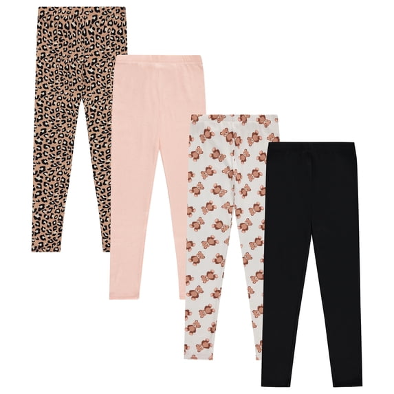 Girls 4 Pack Fleece Lined Leggings Whimsical Wonderland of Styles in Sizes 4-16! Unicorns, Flowers Hearts Galore!