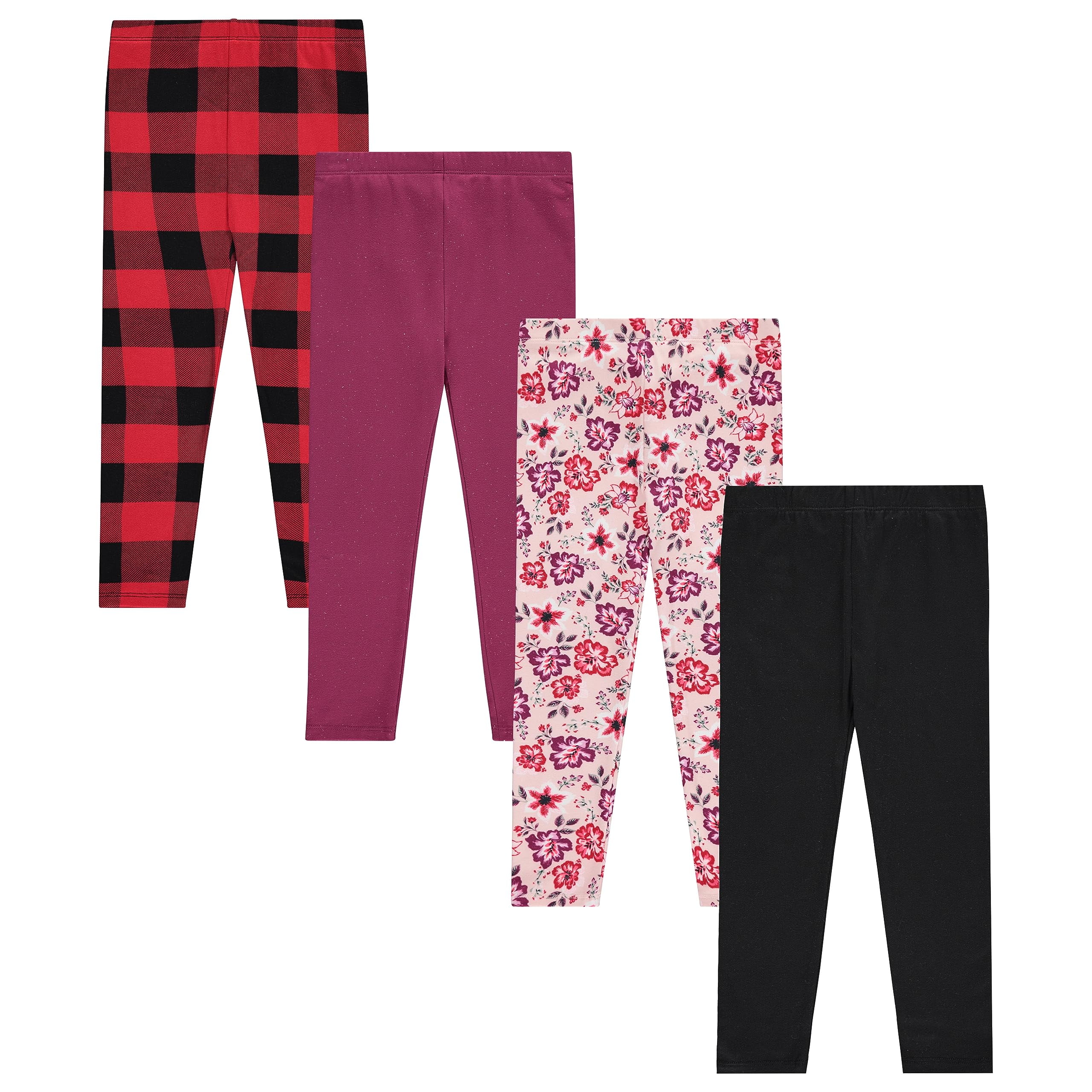 GIRLS 4 PK FLEECE LINED LEGGINGS