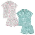 thumbnail image 1 of BTween Girls Satin Pajama Set 4-Pack, Short Sleeve Button-Down Sleepwear for Kids, Soft and Breathable Nightwear, 1 of 5