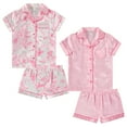 thumbnail image 1 of BTween Girls Satin Pajama Set 4-Pack, Short Sleeve Button-Down Sleepwear for Kids, Soft and Breathable Nightwear, 1 of 5