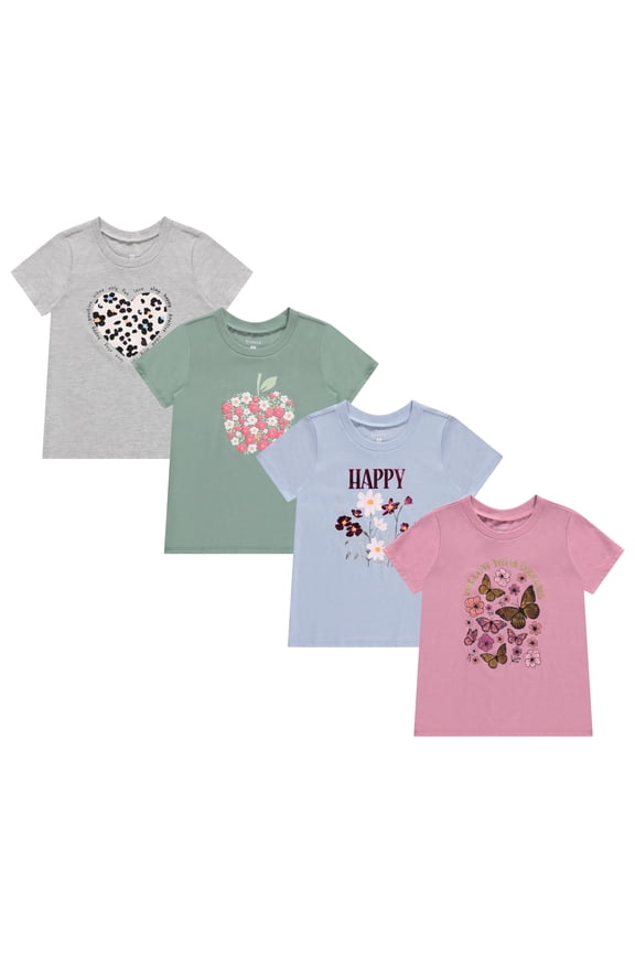 GIRLS 4PK Cotton Blend Graphic T-shirts