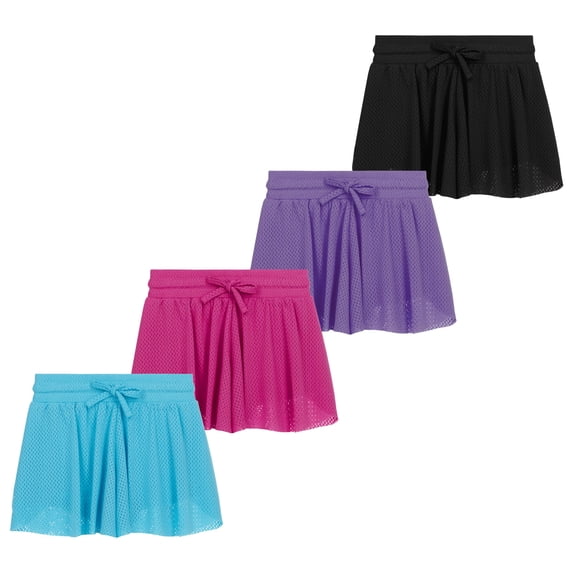 Btween Girls 4 Pack Mesh Athletic Butterfly Shorts – Lightweight Sports Shorts with Lining & Drawstring Waistband for Active Kids