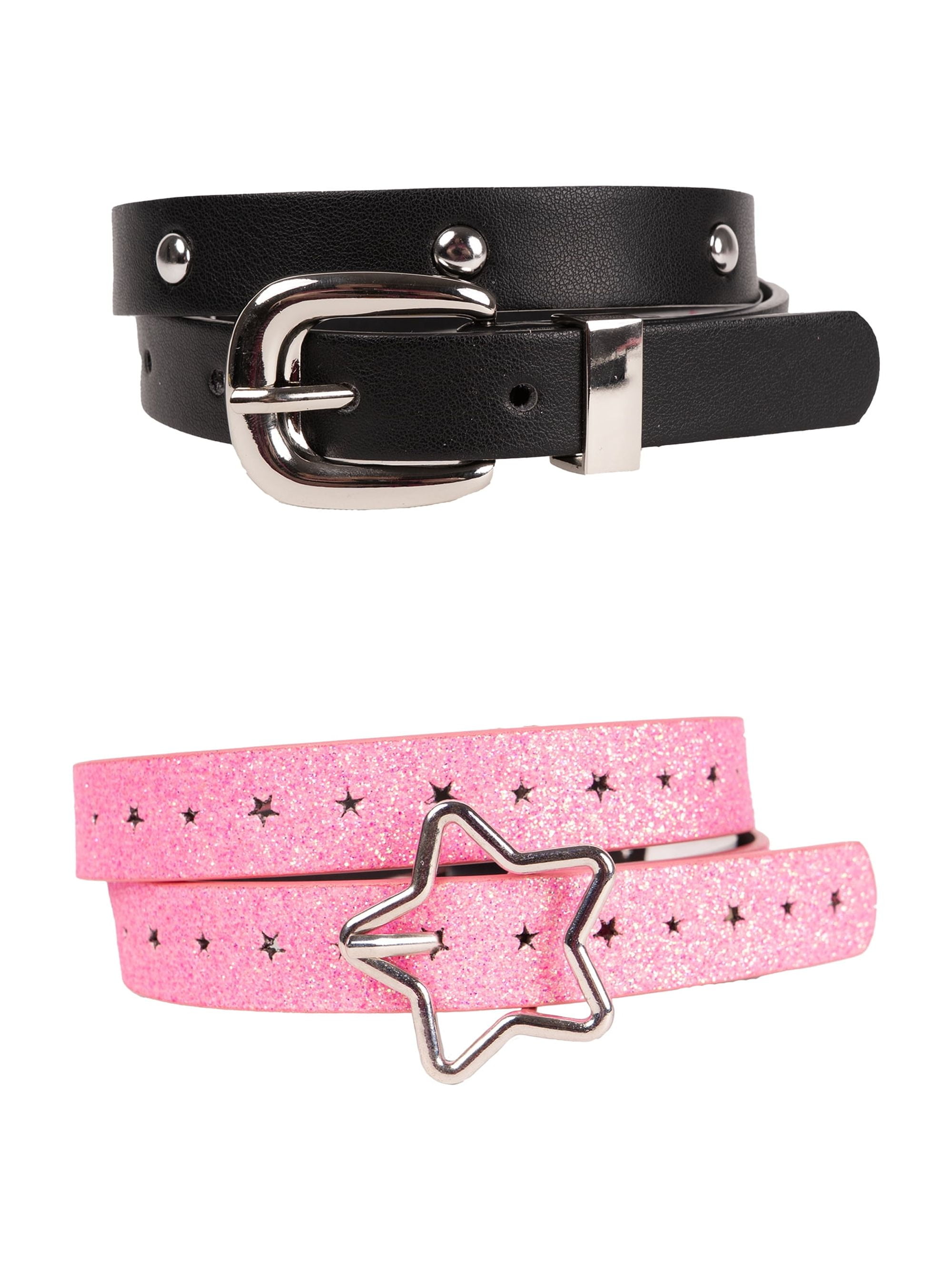 Wonder Nation Girls Fashion Belts, 2-pack, Sizes XS-XXL