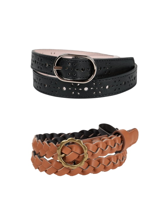 Girls Fashion Belts, 2-pack, Sizes XS-XXL