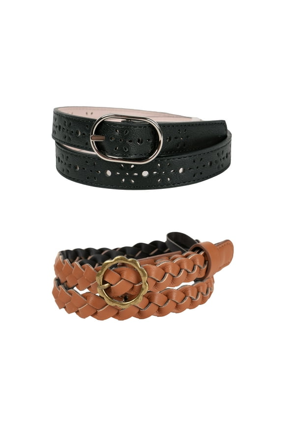 Girls Fashion Belts, 2-pack, Sizes XS-XXL