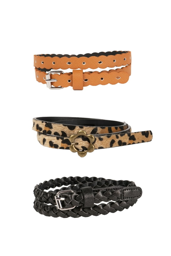 Girls Fashion Belts, 3-pack, Sizes XS-XXL