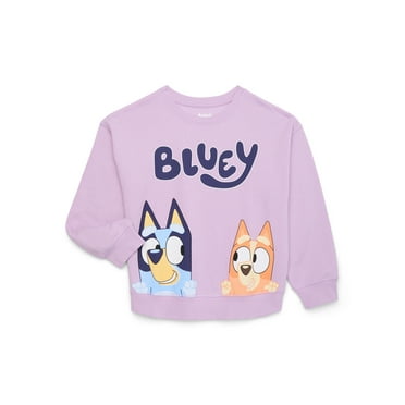 Bluey and Bingo Girls Graphic Fleece Crewneck Sweatshirt, Sizes 4-12