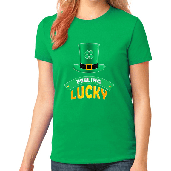 GIRLS St Patricks Day Shirt - St Pattys Day Shirts Feeling Lucky Clover Shamrock Irish Graphic Tee for KIDS