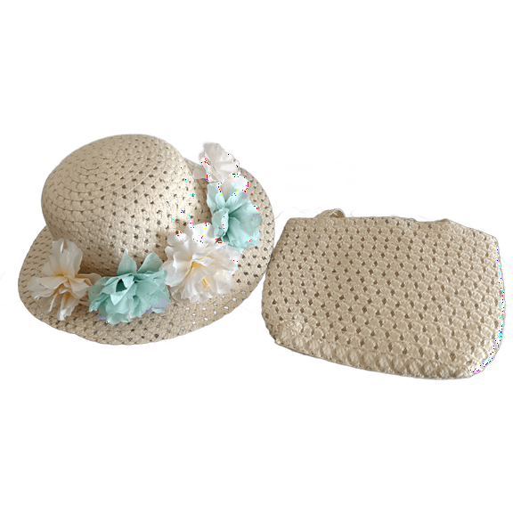 GIRLS TODDLER GIRLS EASTER HAT EASTER BONNET SPRING HAT FLORAL BAND MATCHING PURSE