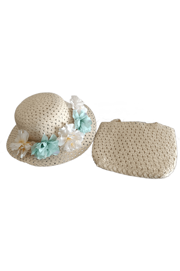 GIRLS TODDLER GIRLS EASTER HAT EASTER BONNET SPRING HAT FLORAL BAND MATCHING PURSE