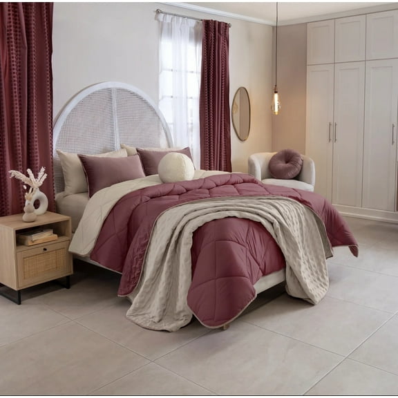 GIRONA SOFT TEXTURE REVERSIBLE COMFORTER SET 4 PCS TWIN SIZE MADE IN MEXICO