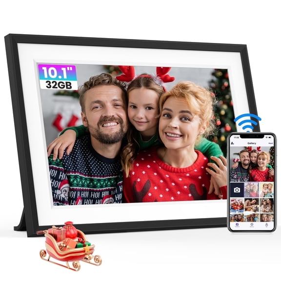 GIROOL WiFi Digital Photo Frame, 10.1" Electronic Photo Frame with IPS Touch Screen, Built-in 32GB Memory, Share Instant Photo from Anywhere,Auto Rotate, Best Gift Choice! Black & White.
