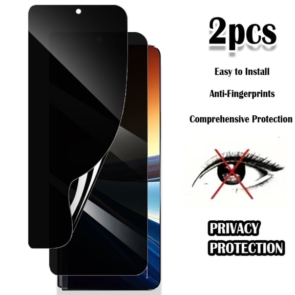 GIROUETTE [2 Packs] Privacy Screen Protector For Galaxy Z Flip 3/Z Flip 4/Z Flip 5/Z Flip 6, Anti Fingerprint, Anti-Scratch, No Tempered Glass Film, Full Coverage, Anti-Spy Soft Hydrogel Film-Gifts Fo