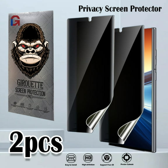 GIROUETTE [2 Packs] Privacy Screen Protector for Samsung Galaxy S23 Ultra/ S23 Plus/S23 [Not Glass] [Support Fingerprint Reader] [Scratch Resistant] [Sensitive Touch] [Liquid Dispersion Tech] HD Clear