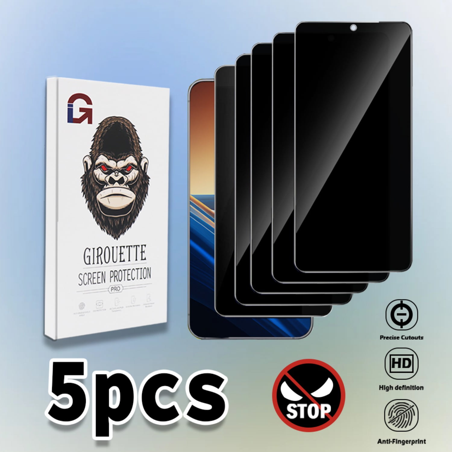 Girouette 5Pack Galaxy S24 Ultra/Plus/S24 Tempered Glass Screen Film