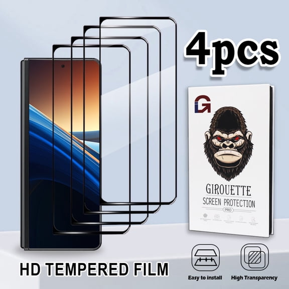 GIROUETTE [4 Packs]   HD tempered film For Galaxy Z Fold 3 ,Galaxy Z Fold 4 ,Galaxy Z Fold 5,Galaxy Z Fold 6 [Anti-Scratch] [No Bubbles] [With simple tools]