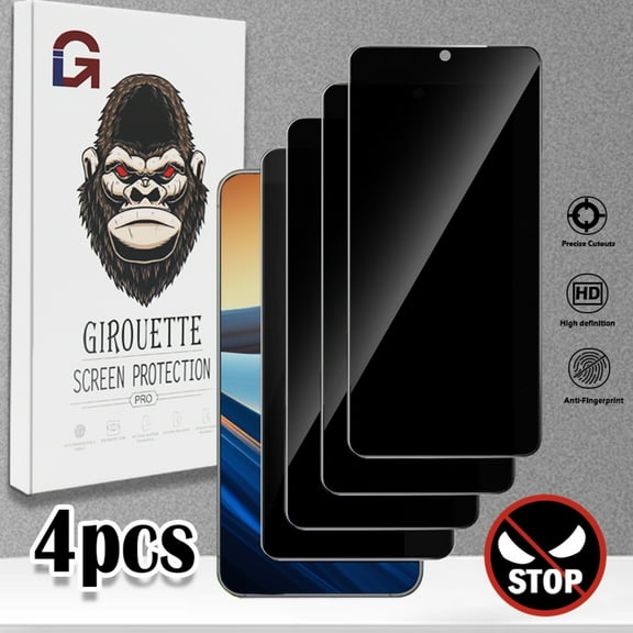 GIROUETTE [4 Packs] Tempered Glass Privacy Screen Protector For Samsung Galaxy S24 /S24 Plus/S24 Ultra,Anti-Spy, Touch Sensitive, Full Coverage, Easy to Install, Ultra Resistant, Anti-Fingerprints