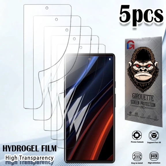 GIROUETTE [5 Packs] HD Screen Protector For Google Pixel 8/Pixel 8A/Pixel 8 Pro/Pixel 9/Pixel 9 Pro/Pixel 9 Pro XL,Scratch Resistant,Sensitive Touch HD Soft Hydrogel Film