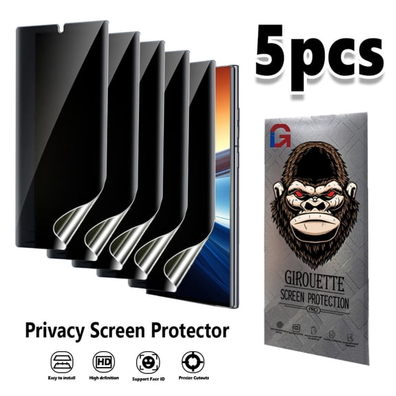 GIROUETTE [5 Packs] Privacy Screen Protector For Samsung Galaxy S23,Galaxy S23+,Galaxy S23 Ultra,  Fingerprint Unlock,Anti-Spy,Anti-fingerprint