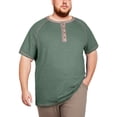 thumbnail image 1 of GIRUNS Big and Tall Henley Shirts for Men Short Sleeve Cotton Casual T Shirt with Button Placket Green 2X, 1 of 6