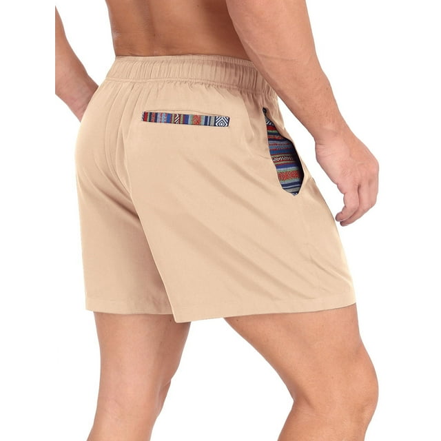 GIRUNS Men's 2 in 1 Hybrid Shorts Summer Quick Dry Running Athletic Stretch Gym Beach Short