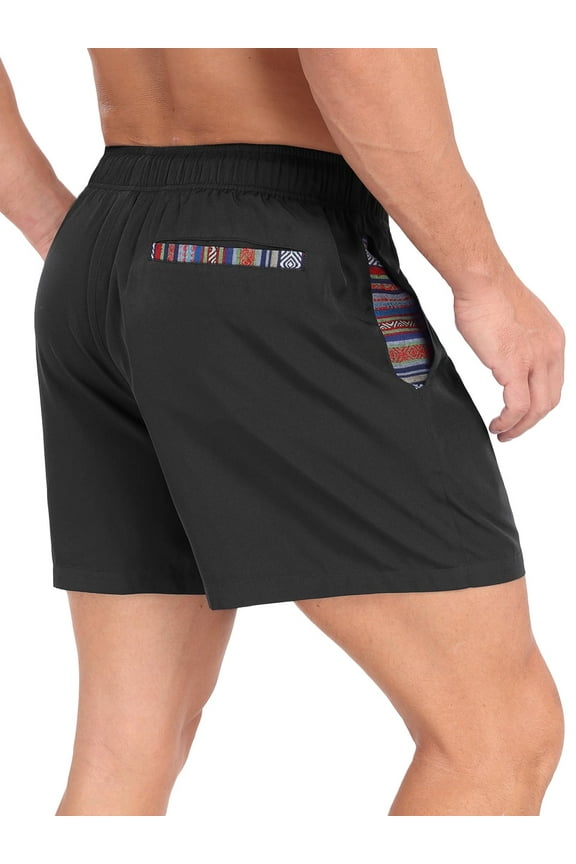Men's 2 in 1 Hybrid Shorts Summer Quick Dry Running Athletic Stretch Gym Beach Short