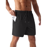 GIRUNS Men's Athletic Running Shorts Quick Dry with Zipper Pockets Workout Gym Basketball Shorts Black L