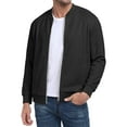 thumbnail image 1 of GIRUNS Men's Casual Varsity Jacket Vintage Suede Bomber Jackets Lightweight Outerwear Coat Black 2XL, 1 of 7